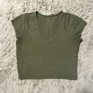Bombshell Sportswear Crop Tee - Army Green